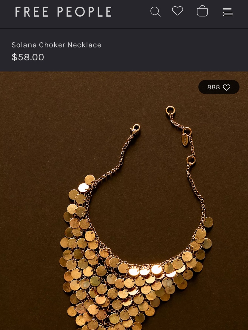 Free People Gold Layered Coin Choker Necklace